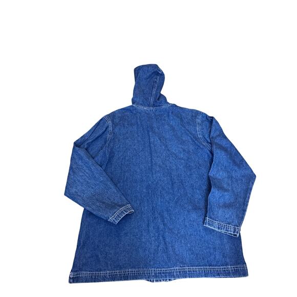 Desert Blues Denim Hooded Jacket Utility Workwear Jean Chore Coat Unisex L Vtg - Picture 6 of 6